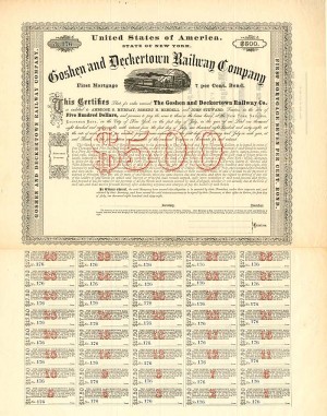 Goshen and Deckertown Railway Co. - $500 Bond